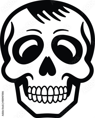 Black and White Skull Illustration.