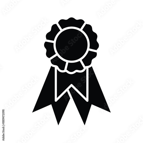 Black Award Ribbon Icon Symbol Illustration.