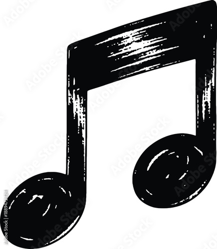 Black Eighth Musical Note Symbol Isolated.