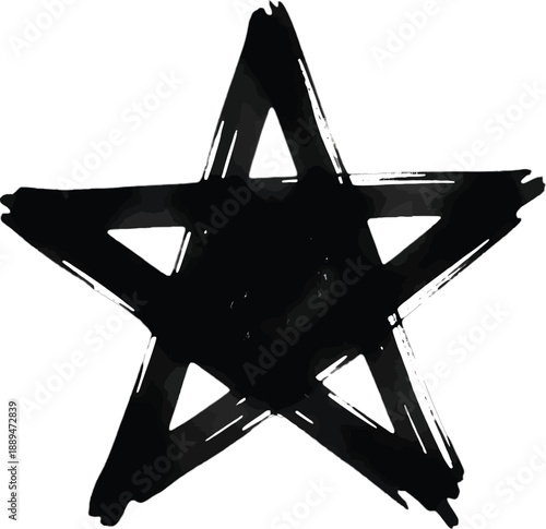 Black Painted Five Pointed Star Symbol.