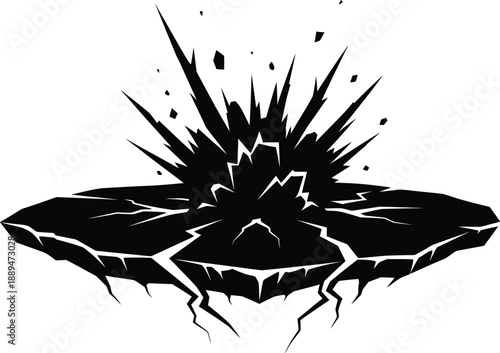 Black Shattered Glass with Explosion Effect.