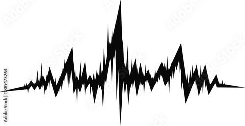 Black Sound Waveform on White Background.
