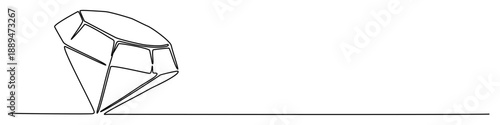 Continuous one line diamond drawing vector for luxury and jewelry designs. Minimalist gem symbol ideal for wedding logos, precious stone icons, and fashion.