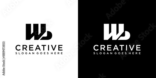 WB or BW initial letter logo design vector