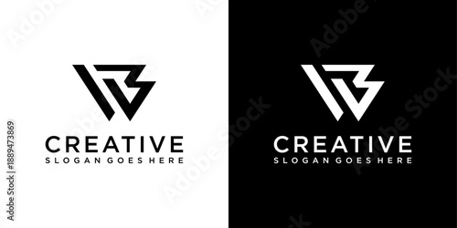 WB or BW initial letter logo design vector