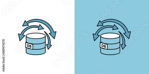 Illustration of Database Synchronization Process with Arrows Indicating Data Transfer Between Servers