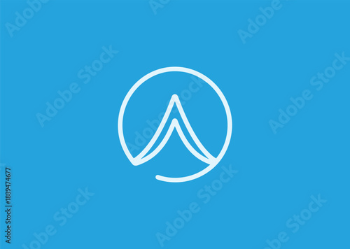 Simple line tent logo for camping, outdoor adventure, or travel branding.