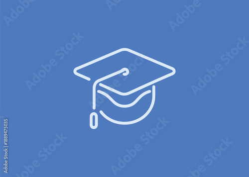 Abstract graduation cap simple line logo for education, learning, or academic branding.