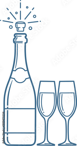Champagne Bottle and Glasses Celebration.