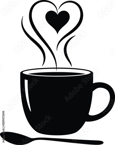 Coffee Cup with Heart Shaped Steam.