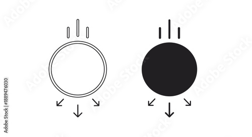 A simple illustration depicting two contrasting circular forms with arrows indicating rotational movement