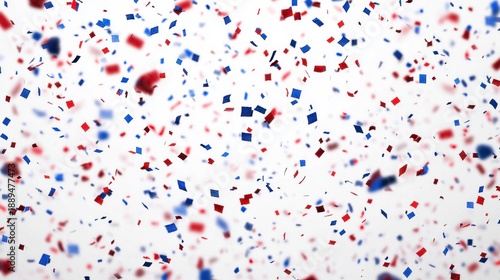 red and blue confetti falling against a white background creating a festive and celebratory atmosphere
