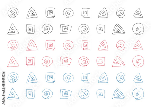 手描きのグルグル図形セット