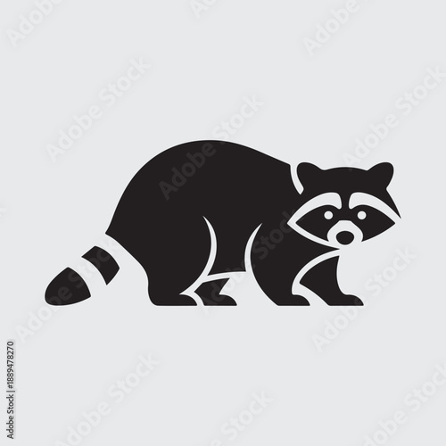Illustrated raccoon silhouette nature animal design


