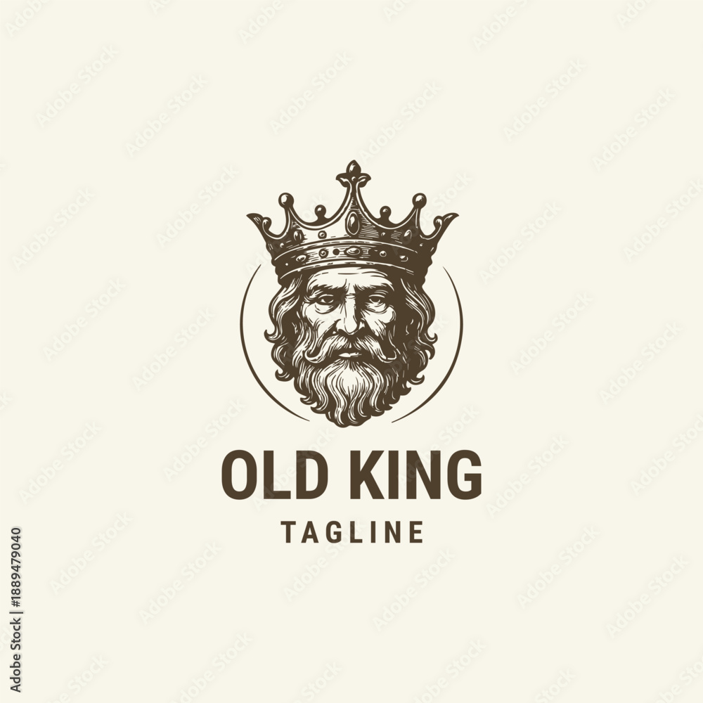 Fototapeta premium Vintage illustration of old-headed king logo