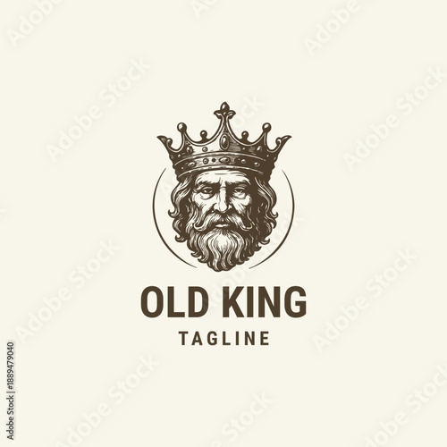 Vintage illustration of old-headed king logo