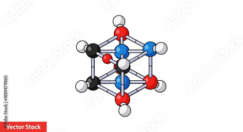 Colorful 3D molecular structure with interconnected spheres, representing a science and chemistry atom model on a bright studio background.