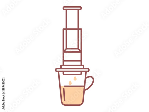 Aero press coffee maker icon. Cafe icon design. Colored icon style. Simple filled and outline icon.