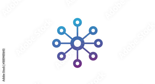 Abstract Network Connection and Data Hub Outline Icon on isolated white background