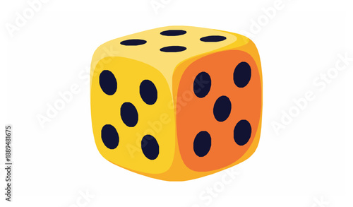 Cute Cartoon Ludo Dice Vector Icon for Board Game Design
