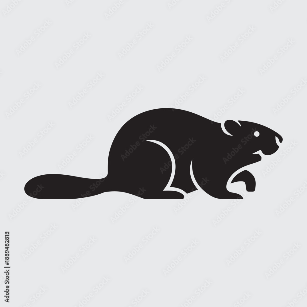 Fototapeta premium Silhouette of a Beaver Walking on Transparent Background