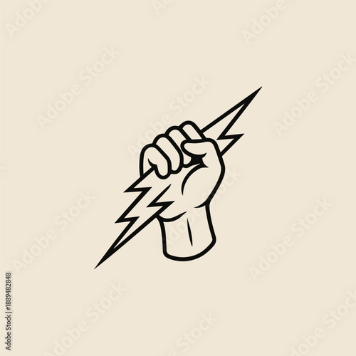 The logo template is a hand holding a lightning bolt.