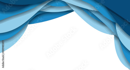 A blue abstract background with layered paper design elements