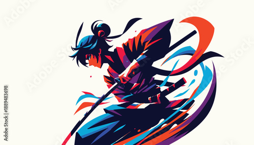 Dynamic Pop Art Samurai Warrior