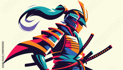 Dynamic Pop Art Samurai Warrior