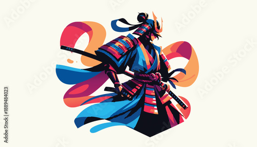 Dynamic Pop Art Samurai Warrior