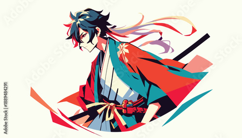 Dynamic Pop Art Samurai Warrior