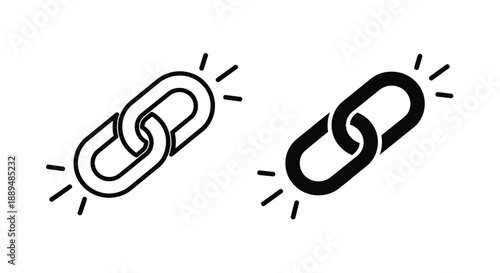 A simple illustration depicts two sets of interconnected black metal chain links symbolizing connection and strength