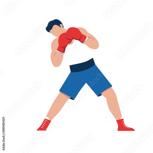 Boxing players pose or movement when play with boxing gloves