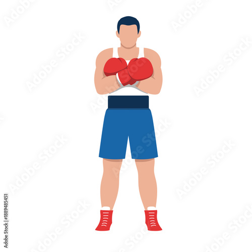 Boxing players pose or movement when play with boxing gloves