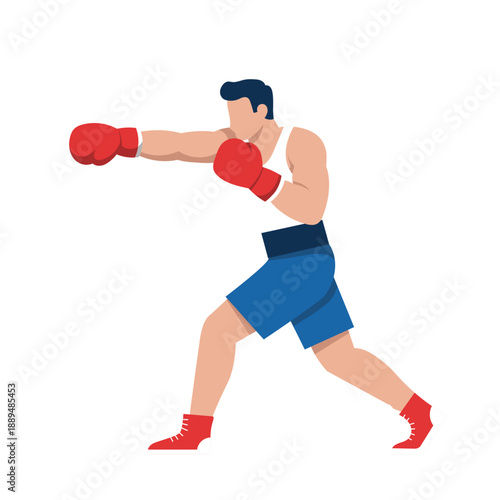 Boxing players pose or movement when play with boxing gloves