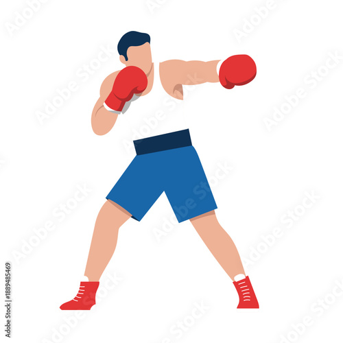 Boxing players pose or movement when play with boxing gloves