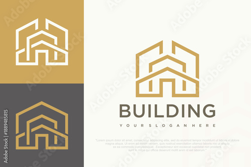 Real Estate Logo Design with Minimalist House Icon . vector illustration