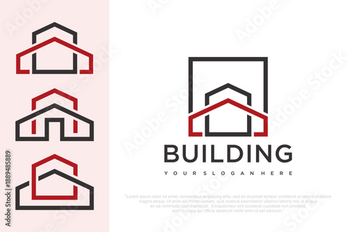 Real Estate Logo Design with Minimalist House Icon . vector illustration