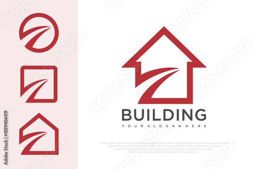 Real Estate Logo with Modern Building Icon . vector illustration