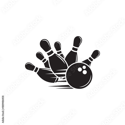 bowling ball and pins bowling ball with pins, vector set of bowling logos, emblems and design elements, bowling ball and pins vector illustration of a silhouette 