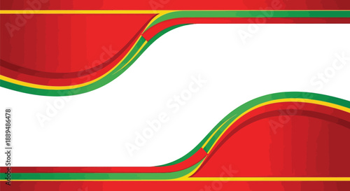 A vibrant abstract design with red, green, and yellow wavy lines