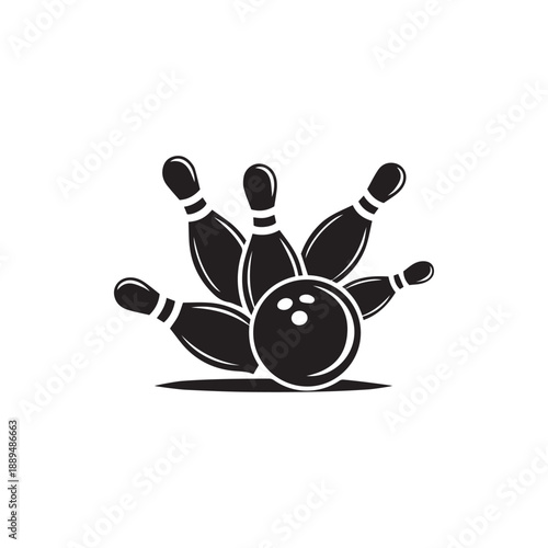 bowling pins vector bowling ball and pins bowling ball with pins, vector set of bowling logos, emblems and design elements, bowling ball and pins vector illustration of a silhouette 