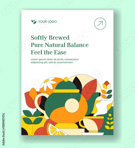 Herbal Tea Flat Cartoon Hand Drawn Thumbnail With Clean Background Illustration