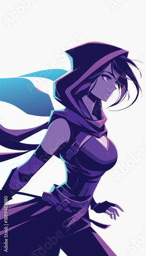 Illustration of Assassin Girl in Anime Art Style