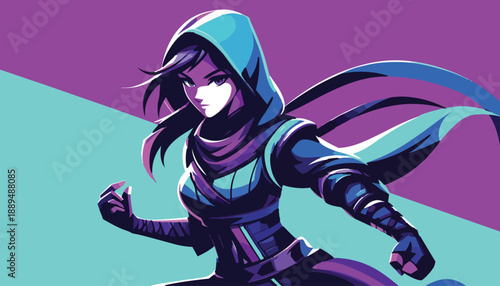Illustration of Assassin Girl in Anime Art Style
