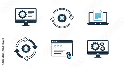 Representing automated processes system configurations and digital workflows through a collection of distinct icons