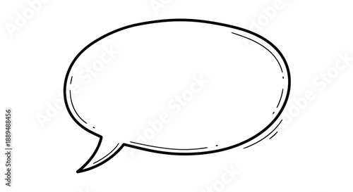 A simple, hand-drawn speech bubble outline with a dark border, perfect for adding dialogue or thoughts to any design
