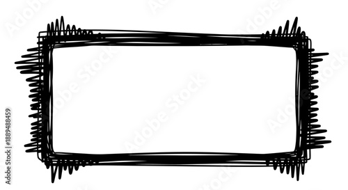Abstract rough border, a grunge frame for text, scribbled rectangle box, creative sketchy outline for design elements