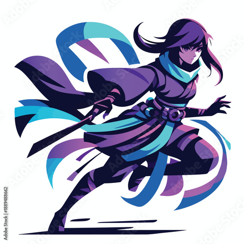 Illustration of Assassin Girl in Anime Art Style