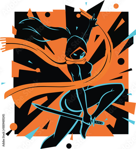 Illustration of Assassin Girl in Anime Art Style